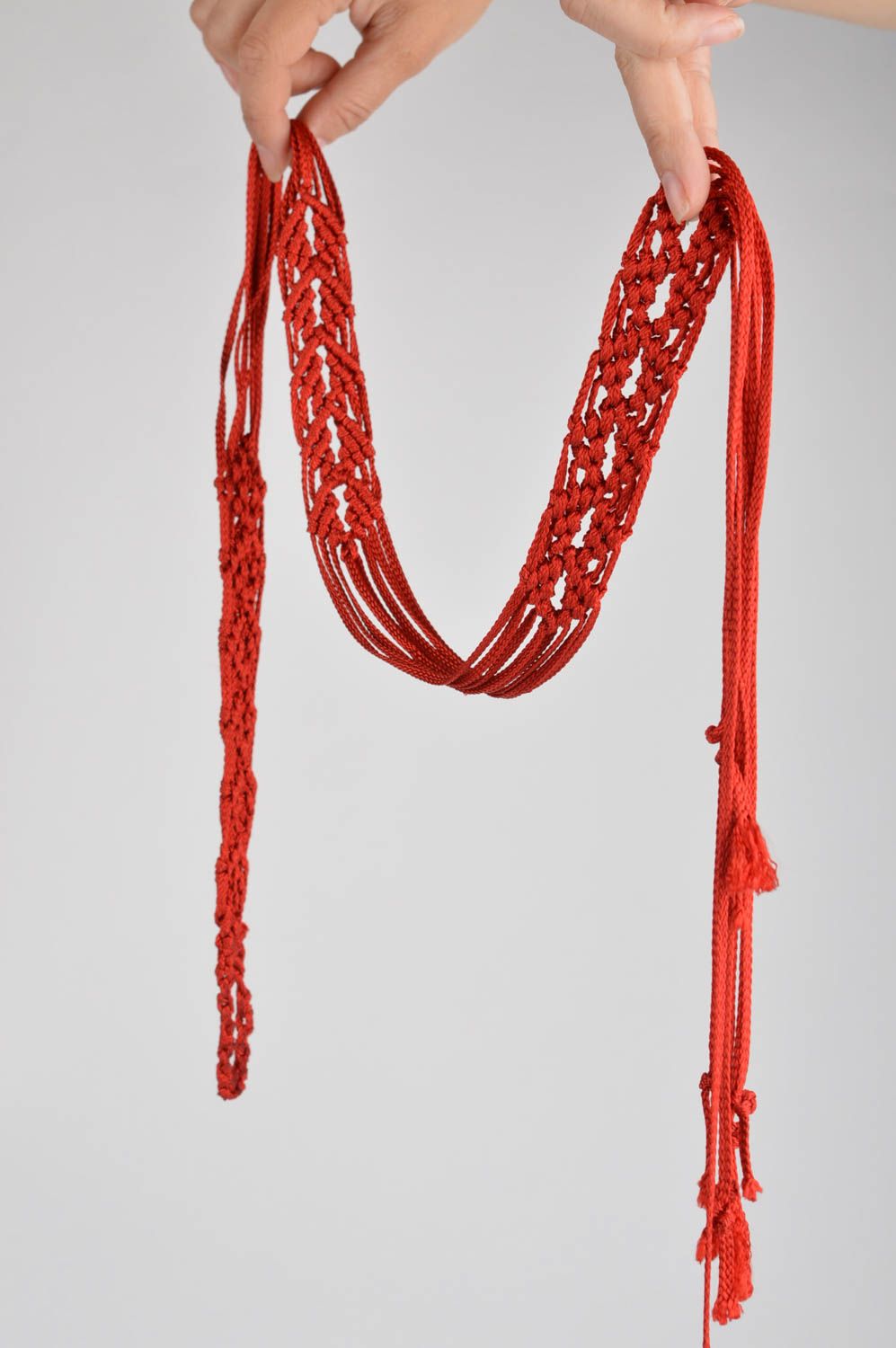 Cinturón trenzado hecho a mano de cordel accesorio de moda ropa femenina foto 4