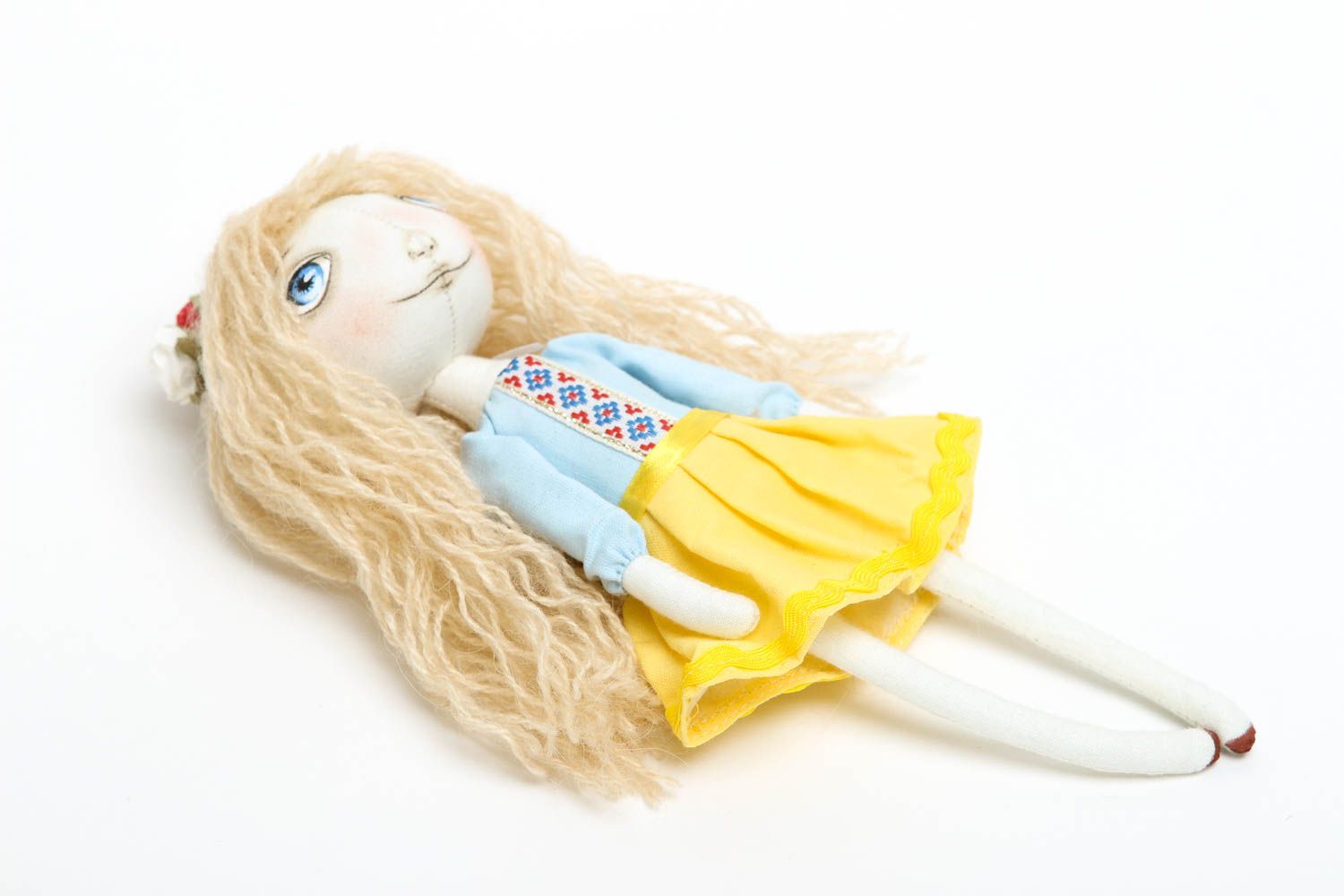 Bambola bella in cotone fatta a mano pupazzo tessile originale decoro casa foto 3