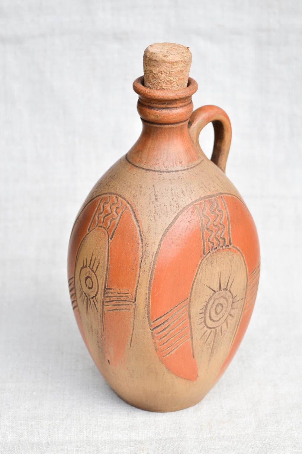Оригинальная бутылка керамика ручной работы кувшин для вина с пробкой 1 л фото 5