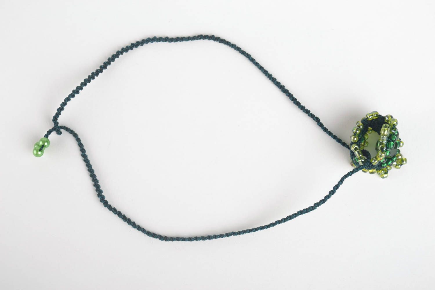 Pendentif en perles de rocaille Bijou fait main vert macramé Cadeau femme photo 4