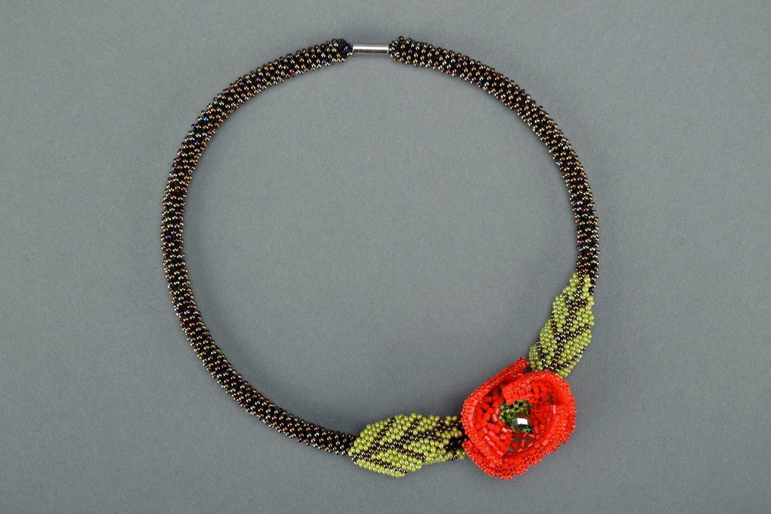 Beaded necklace Poppy seed photo 3