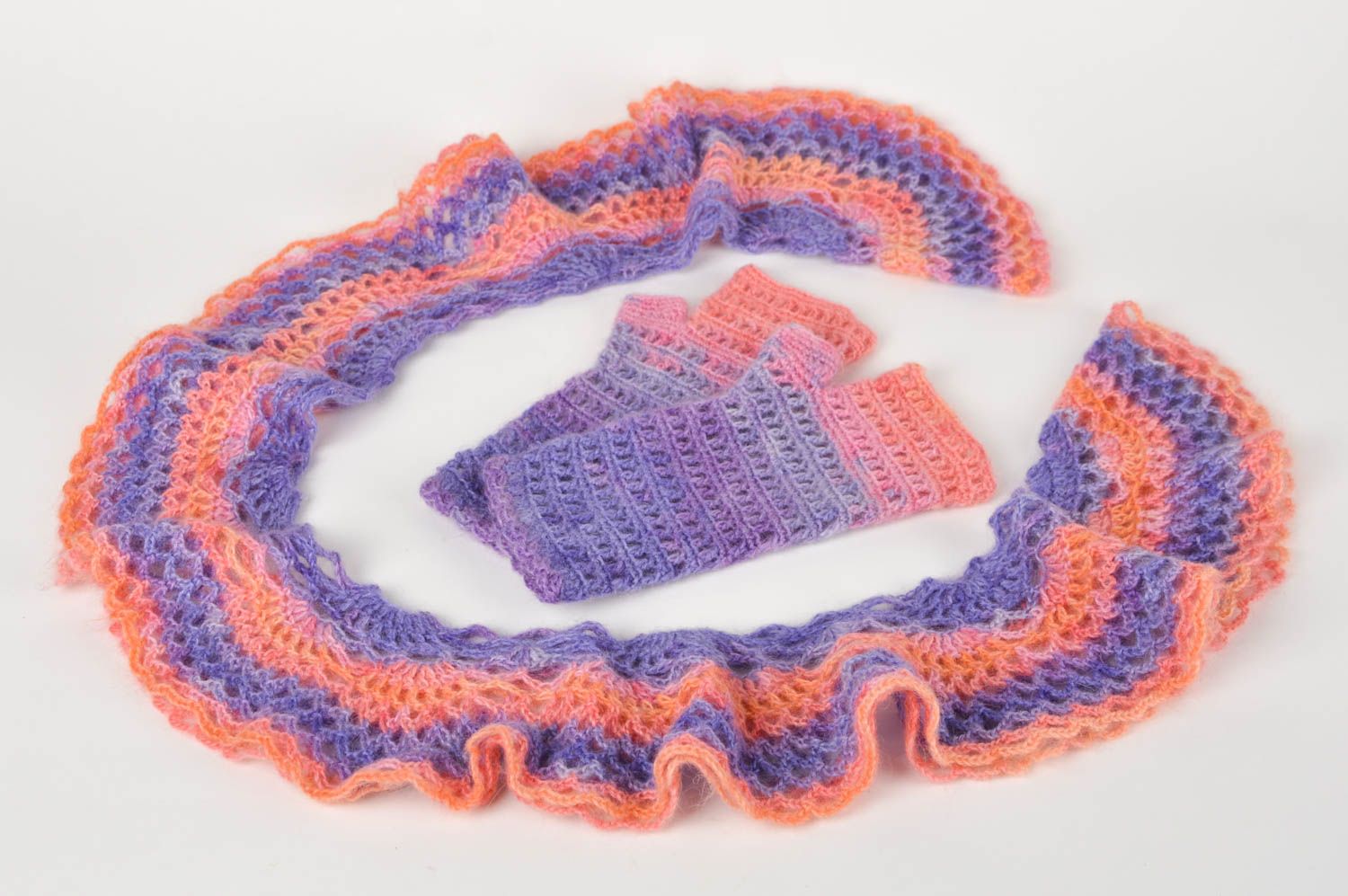 Handmade women accessories crochet scarf crochet mittens designer scarves photo 2