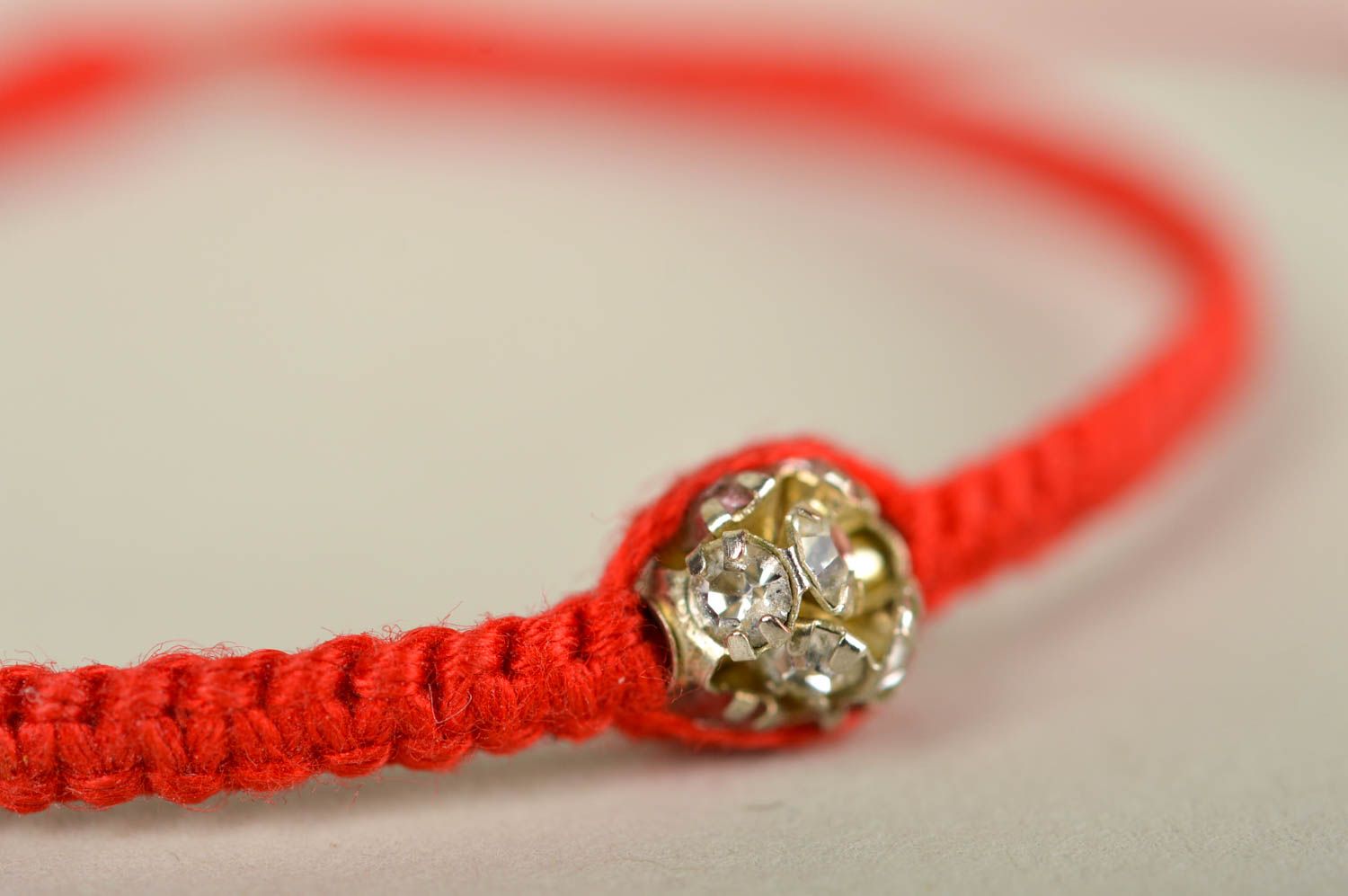 Handmade red wrist bracelet textile designer bracelet cute stylish jewelry photo 3