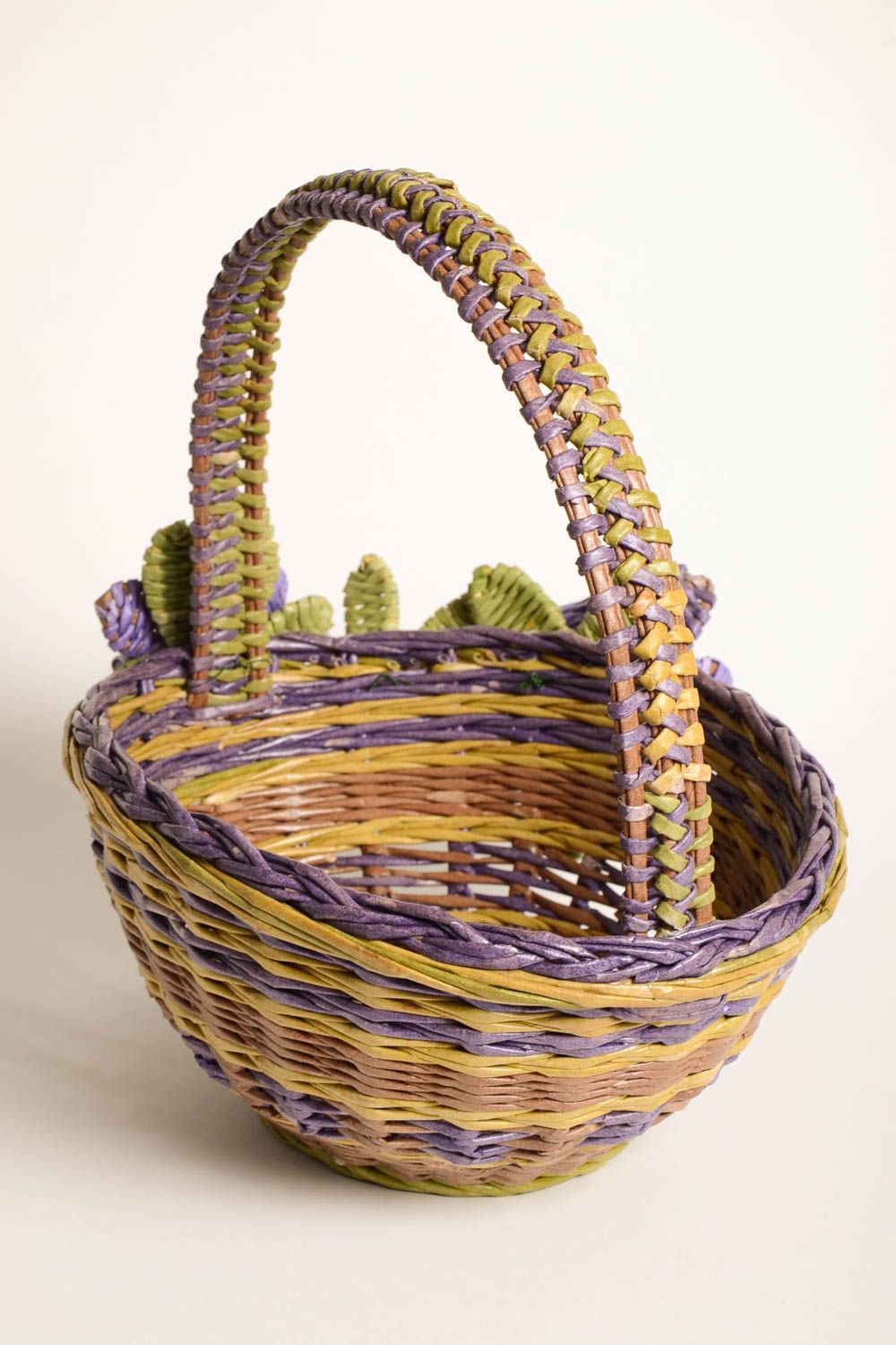 Unusual handmade paper basket newspaper craft decorative basket modern designs photo 4