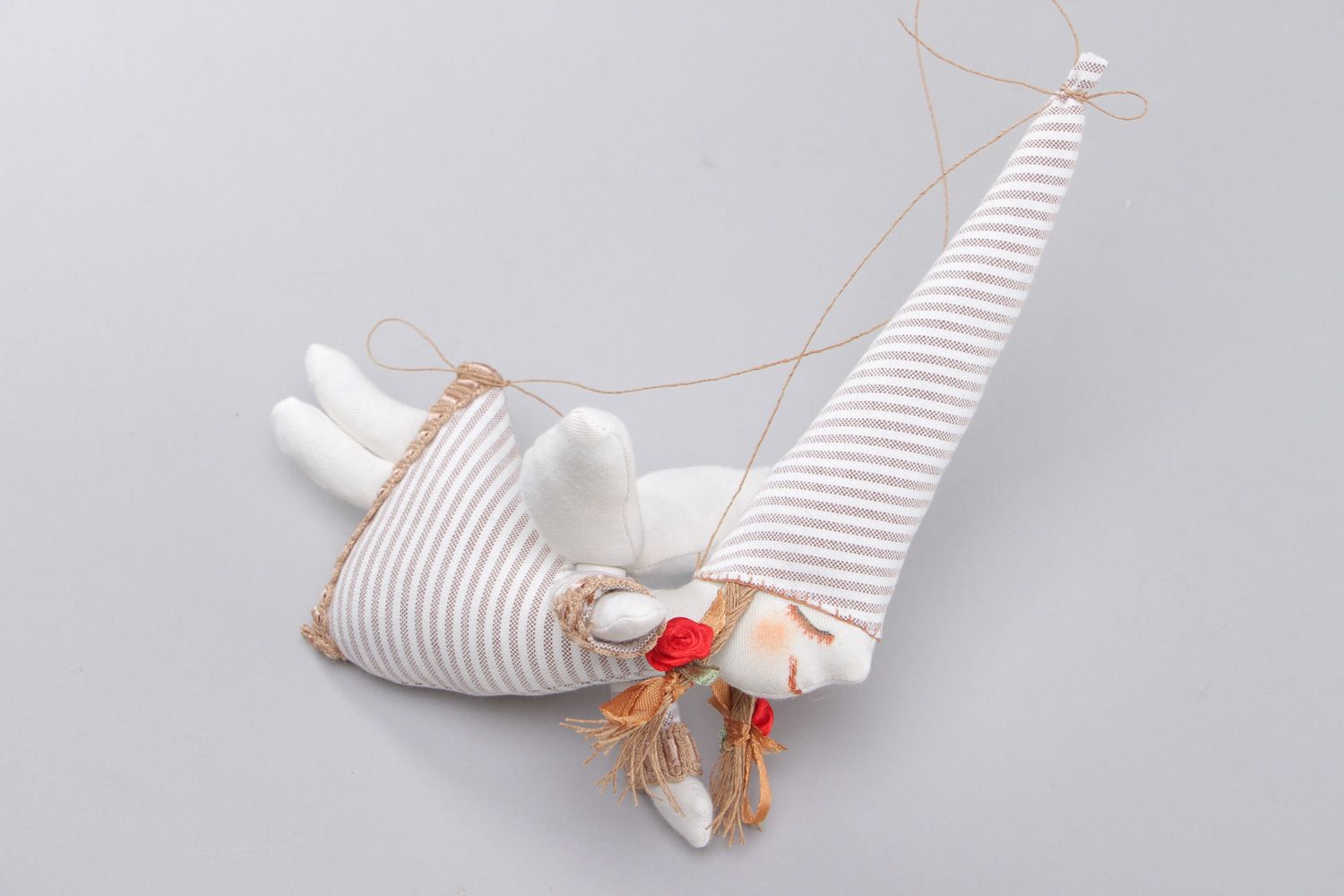 Handmade soft doll sewn of cotton and linen tender light fairy for children photo 1