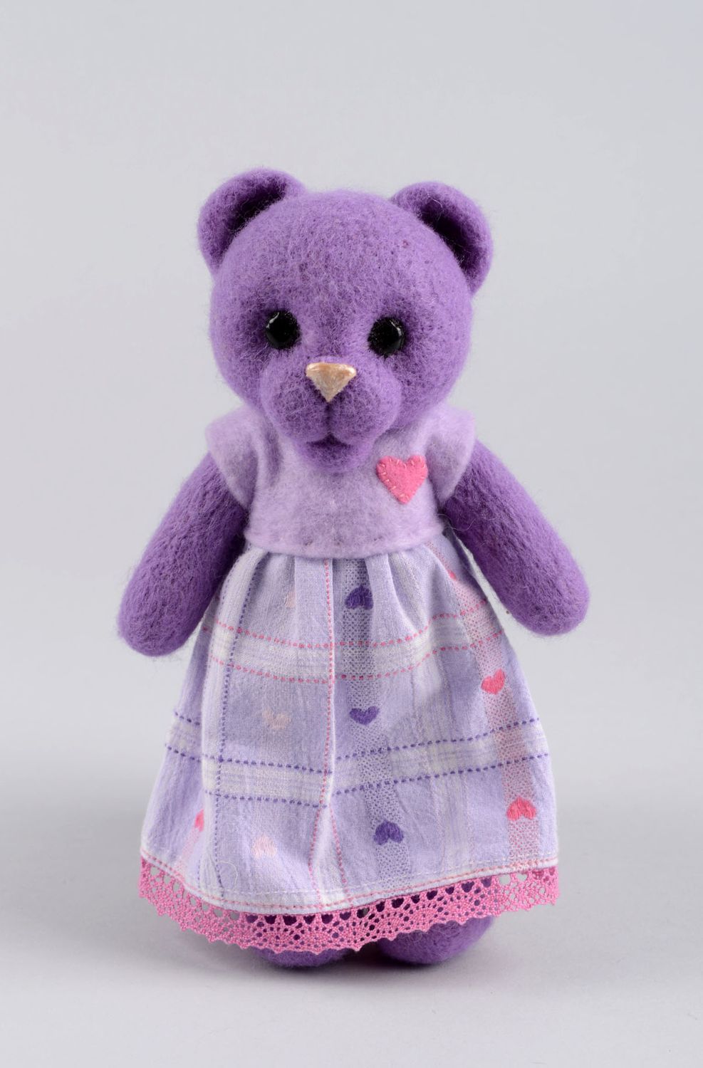 Peluche décorative Jouet en laine fait main Ourse violette Cadeau enfant photo 3