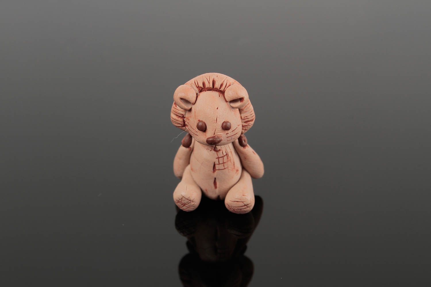 Mini Figurine lion faite main en pâte polymère mignonne originale Déco maison photo 3