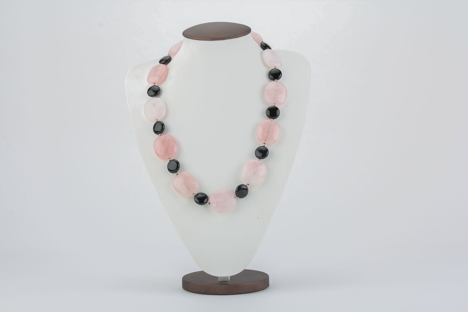 Delicate beaded necklace made of natural stones photo 3