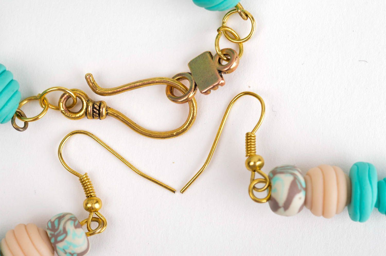 Handmade earrings designer bracelet clay jewelry set gift for her unusual gift photo 4