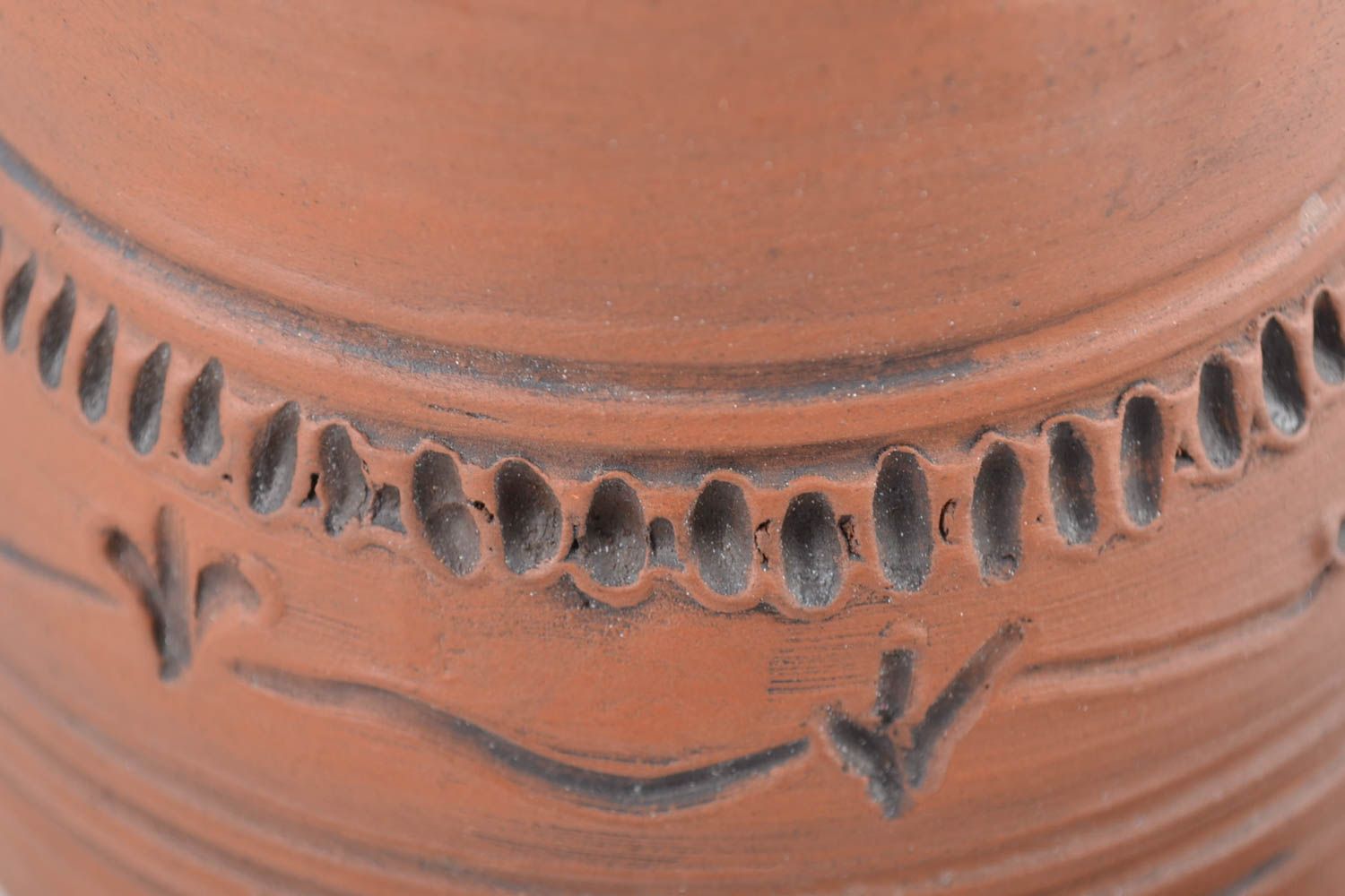 Jolie cruche céramique avec couvercle faite main cuite au lait marron 1.2 litre photo 4