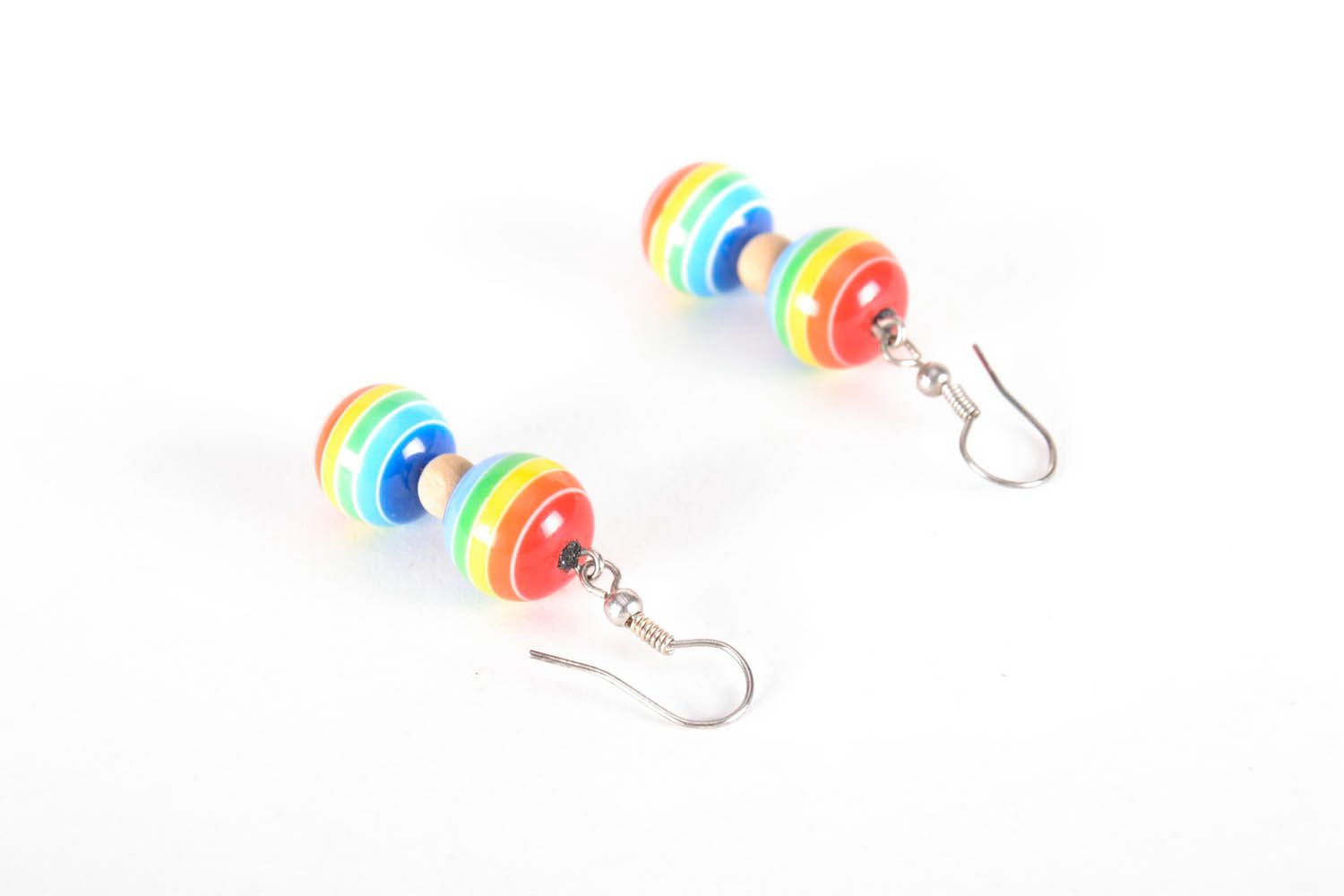 Multi-colored earrings made of polymer clay photo 2