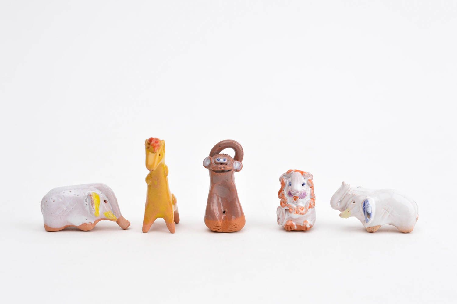 Handmade Keramik Deko Figuren aus Ton Tier Statuen Miniatur Figuren 5 Stück  foto 7