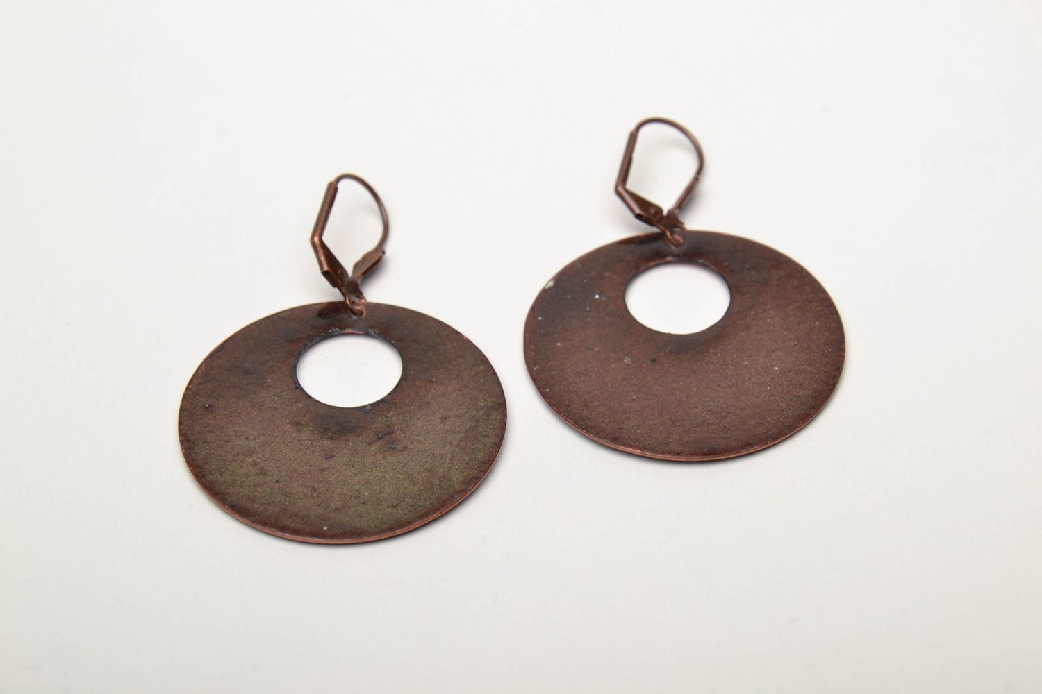 Enamel round copper earrings photo 5