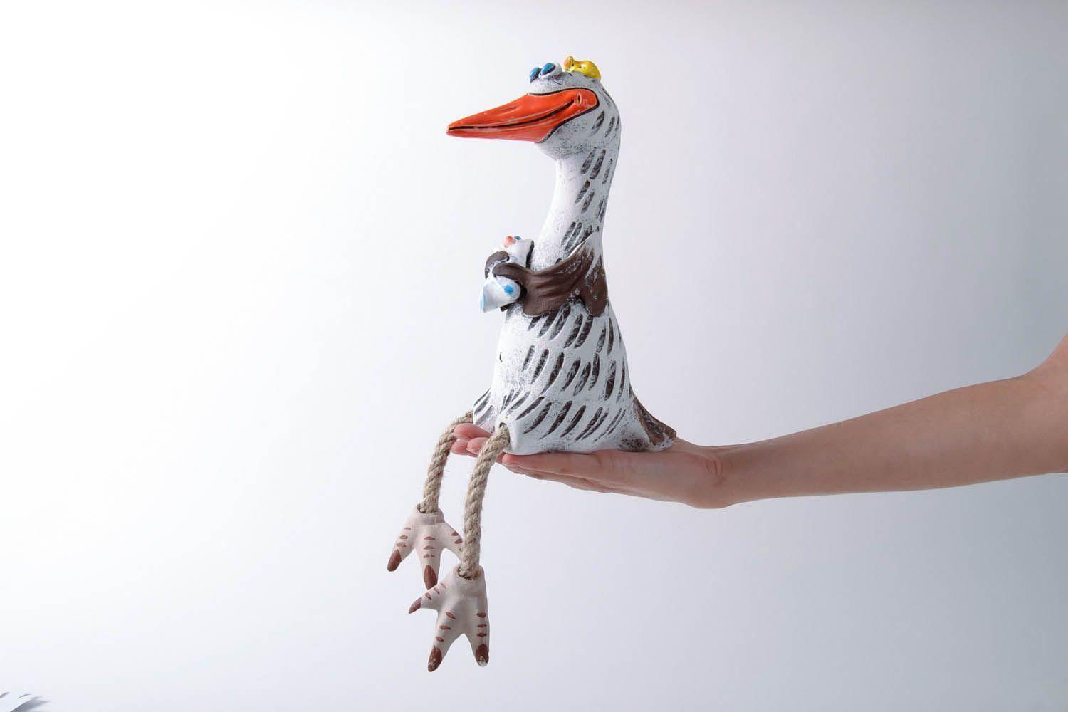 Cicogna salvadanaio fatto a mano in ceramica dipinto a mano idea regalo  foto 5