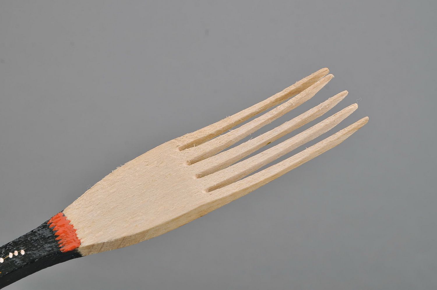 Wooden fork with Petrikov painting photo 2
