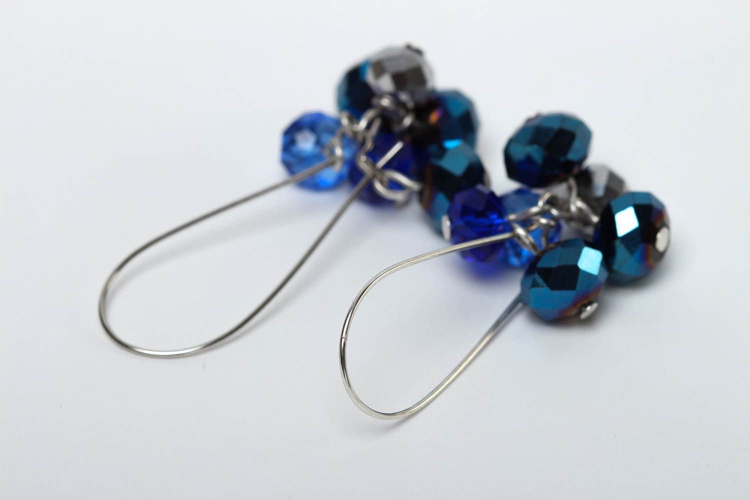 Handmade lange Ohrringe Juwelier Modeschmuck Geschenk für Frauen mit Kristallen foto 4