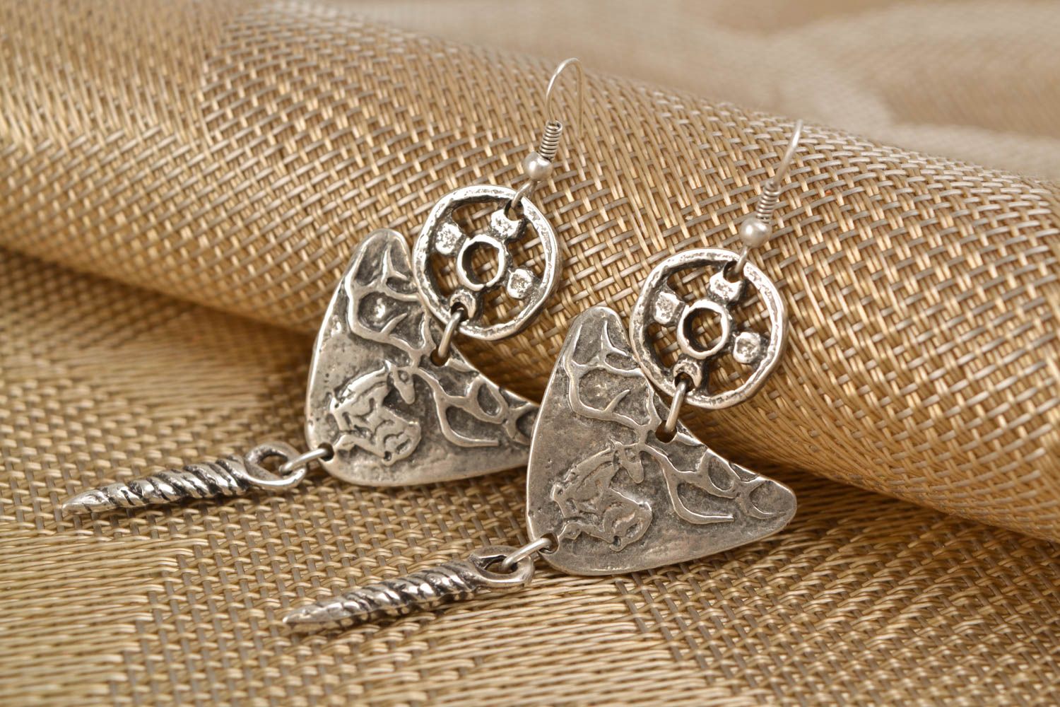 Handmade metal dangle earrings photo 1