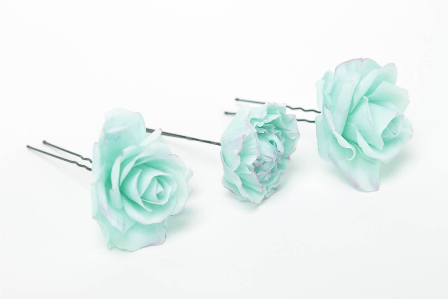 Handmade hair pins polymer clay hair pins flower accessories unusual jewelry  photo 3