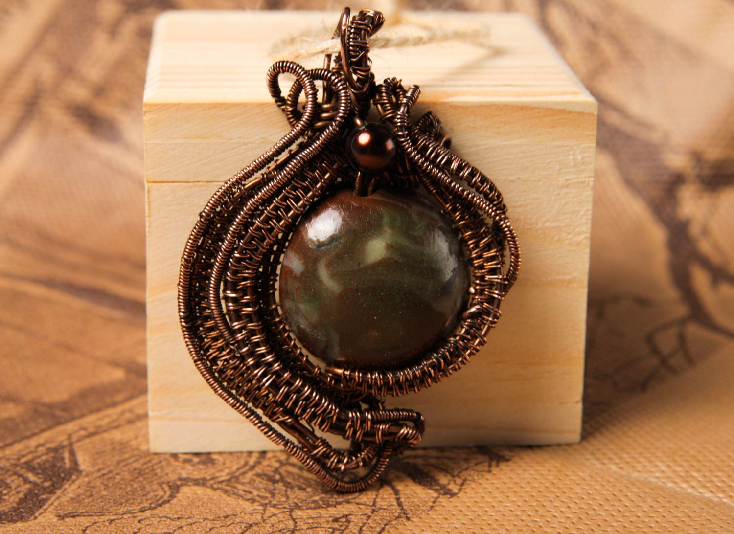 Beautiful handmade copper pendant wire wrap pendant necklace gifts for her photo 1
