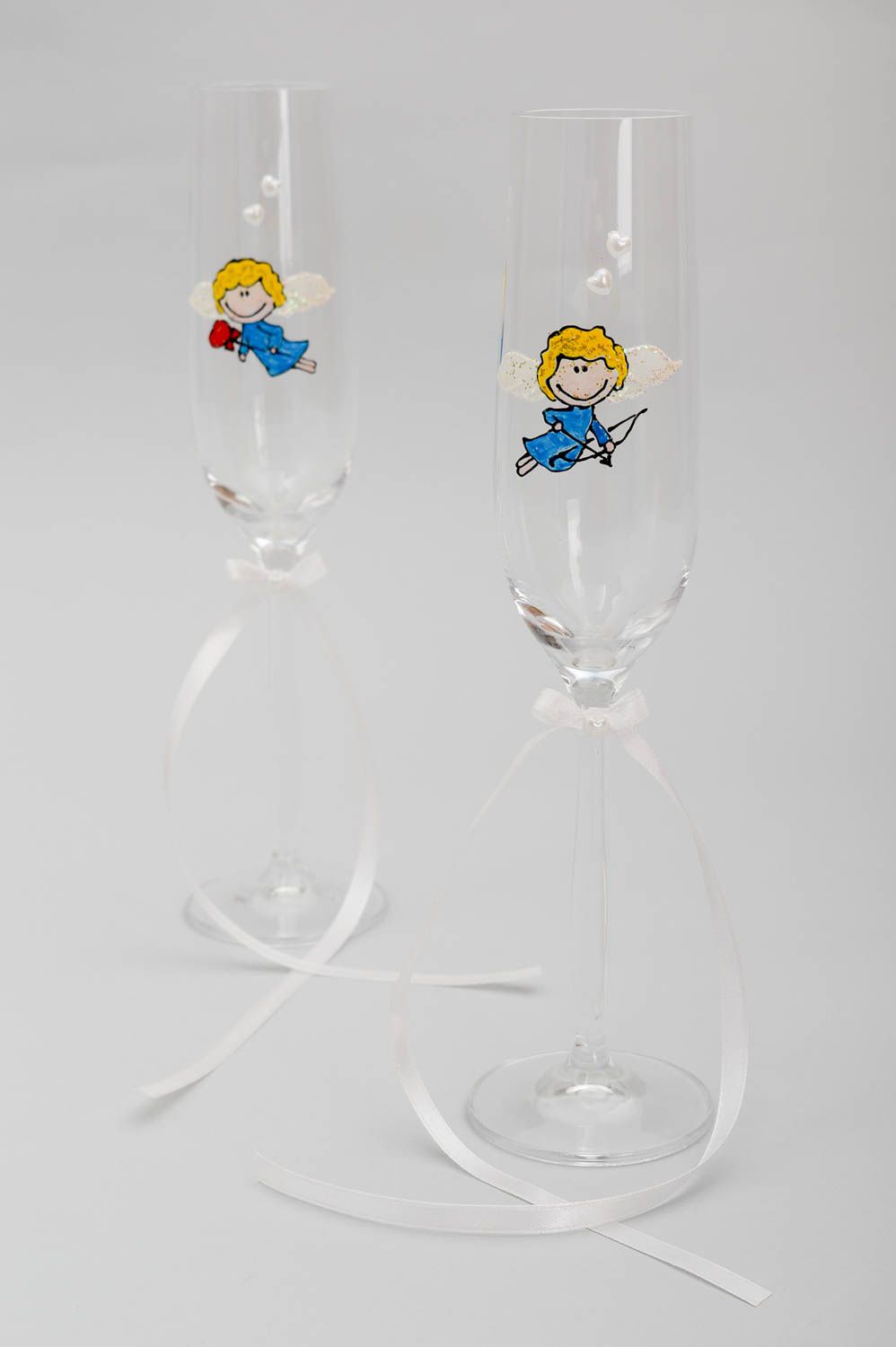 Handmade Trinkgläser Set Geschirr aus Glas Hochzeit Gläser 2 Stück je 150 ml foto 2