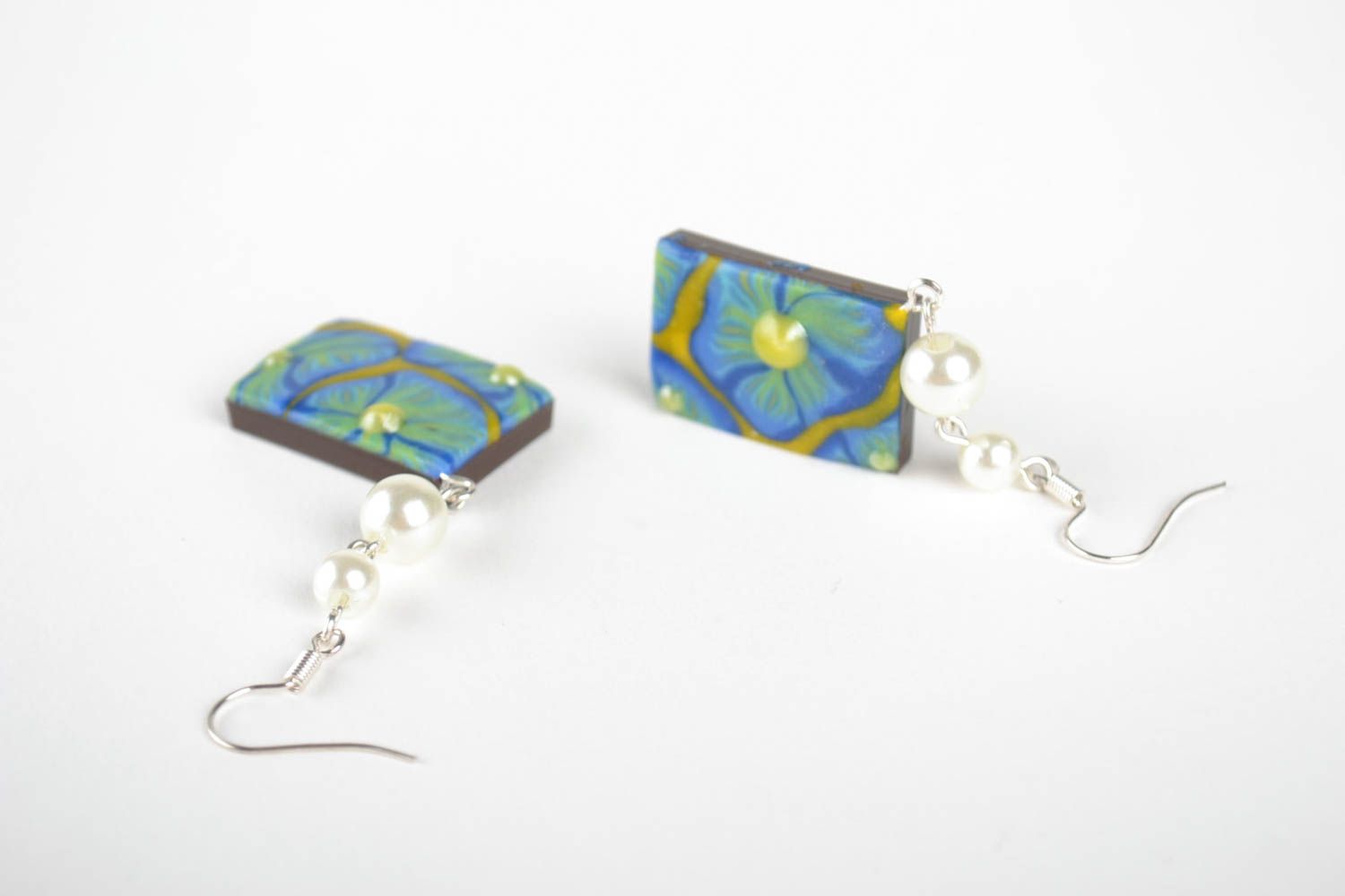 Handmade polymer clay earrings for girls bright designer bijouterie accessories photo 4