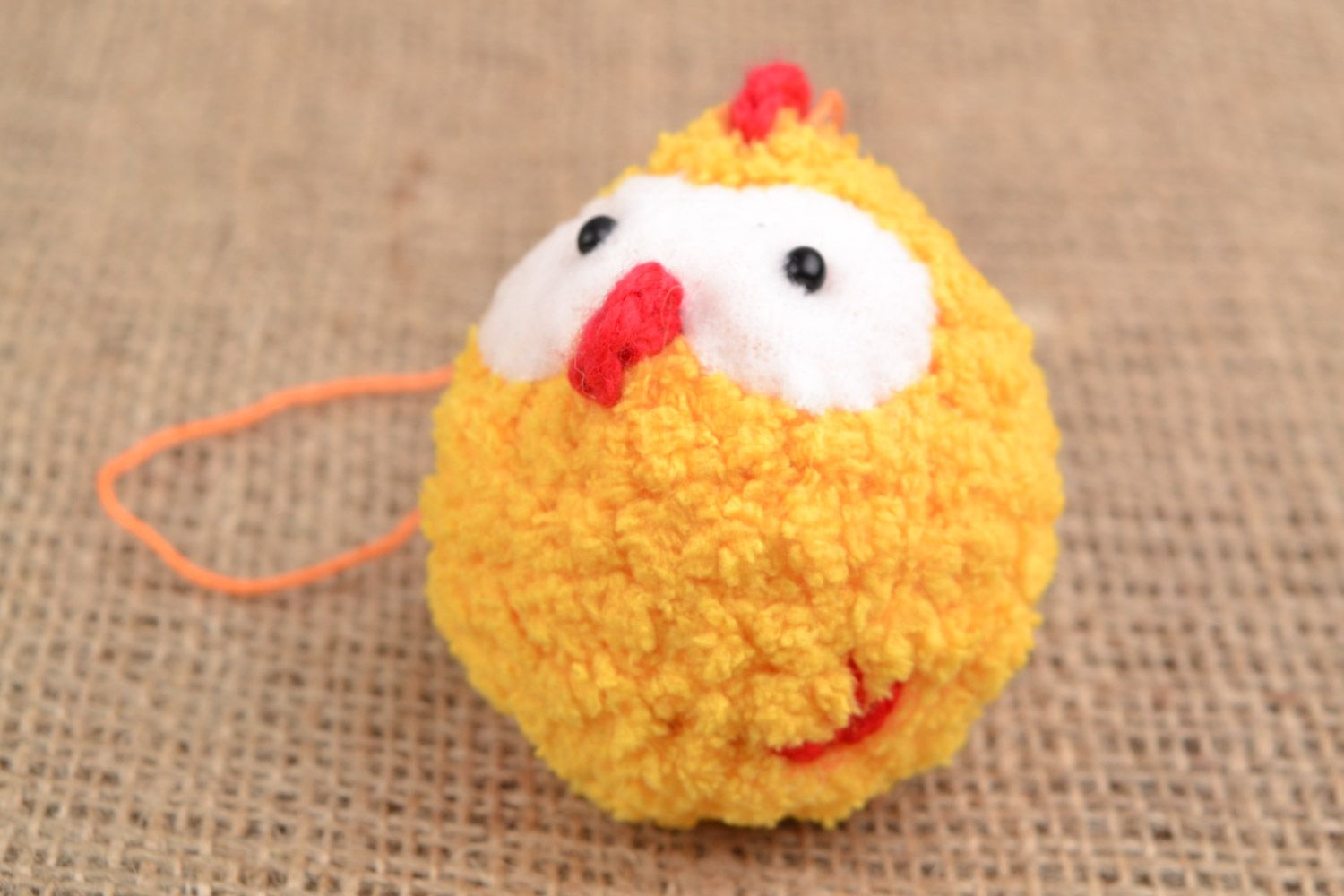Handmade wall hanging soft toy chicken crocheted of microfibra Easter decoration photo 1