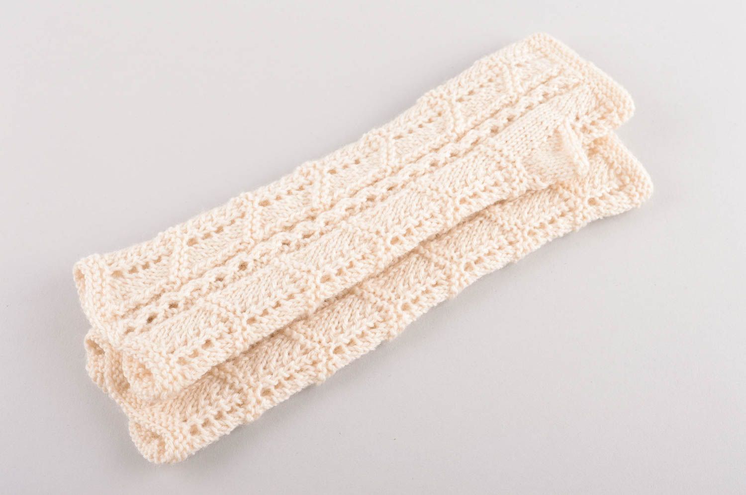 Stylish handmade crochet mittens warm wool mittens design winter outfit photo 4