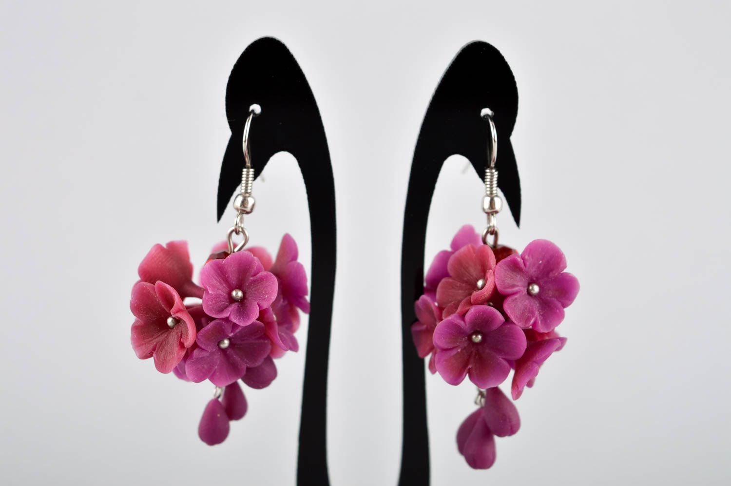 Flower earrings handmade plastic earrings polymer clay accessories for women photo 2
