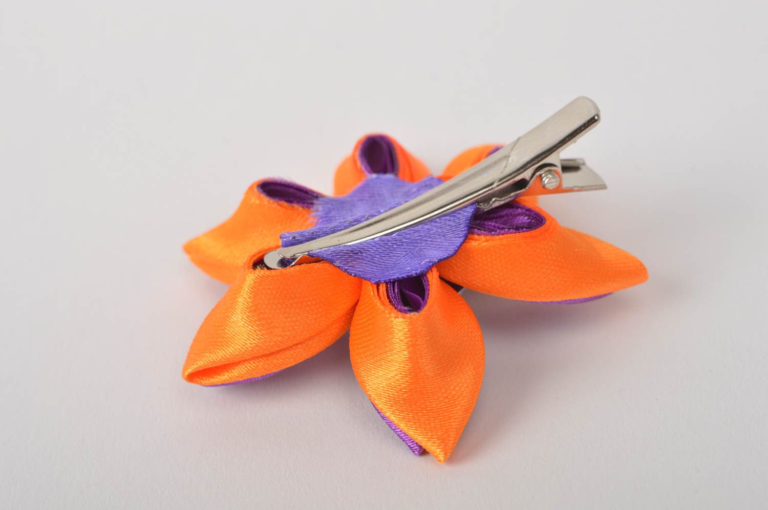 Violett orange Blume Haarspange handgemachter Schmuck Accessoires für Mädchen foto 5