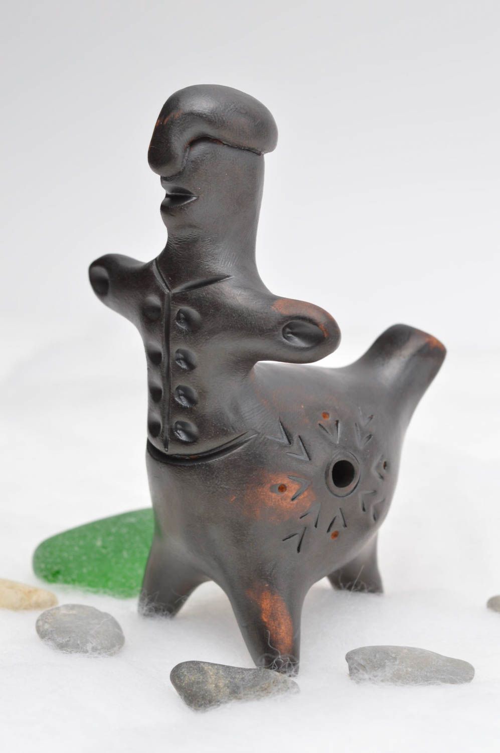 Глиняная свистулька фигурка ручной работы фигурка животного декоративная  фото 1
