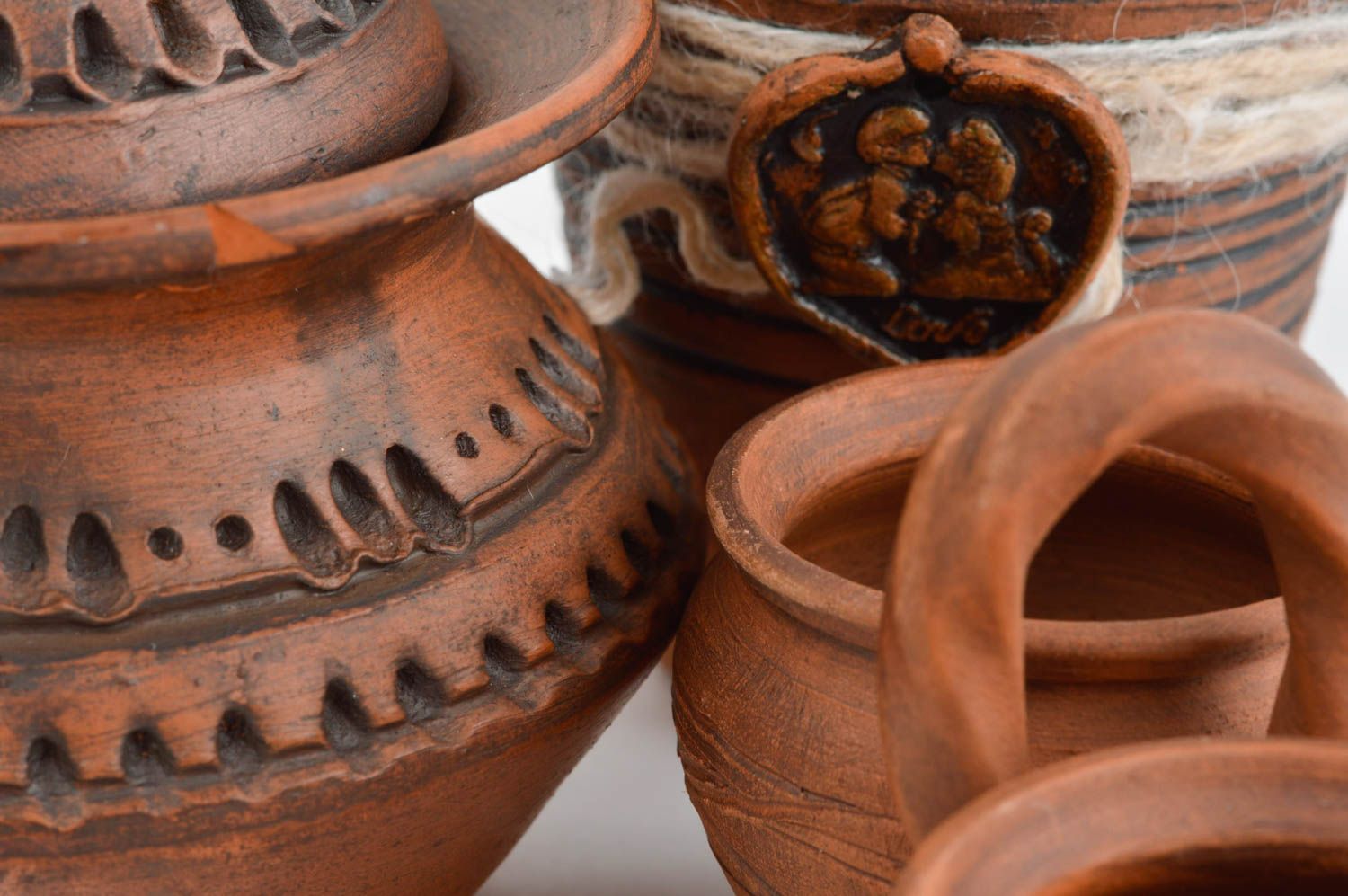 Tarros de barro hechos a mano vasijas de barro originales cerámica artesanal foto 5