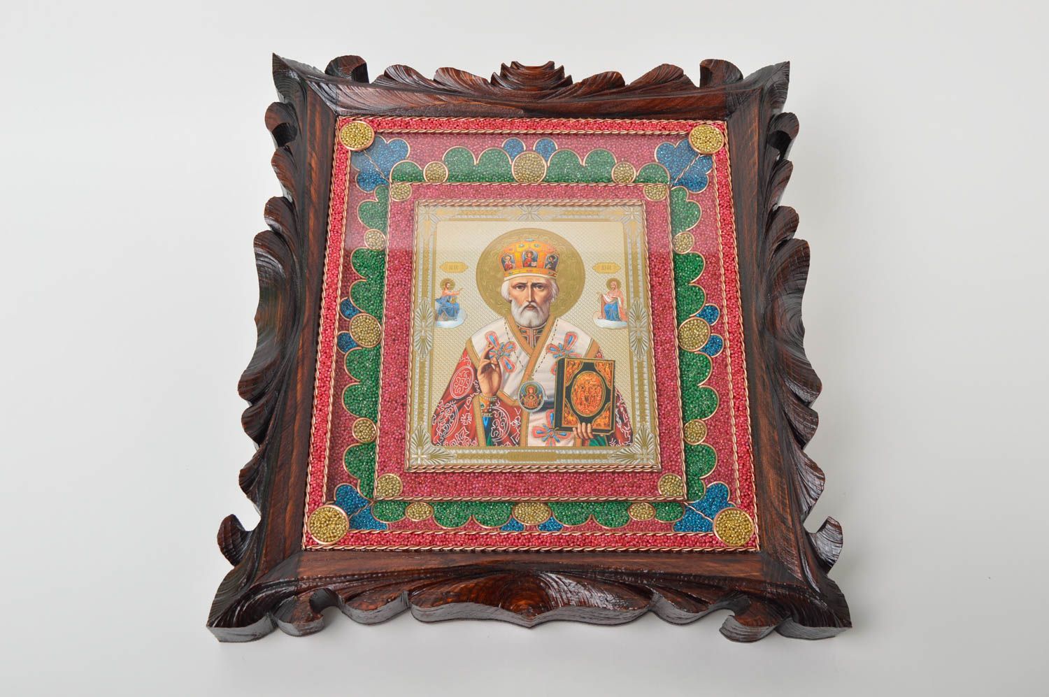 Handmade icon framed icon of Saint Nicholas icon in wooden frame icon of saints  photo 5