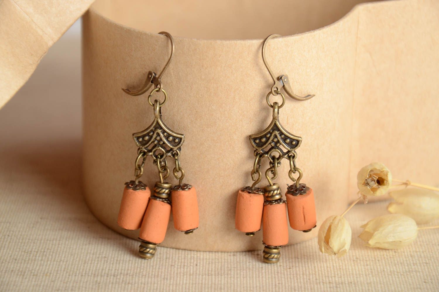 Beautiful handmade clay earrings designer ceramic earrings gifts for her photo 1