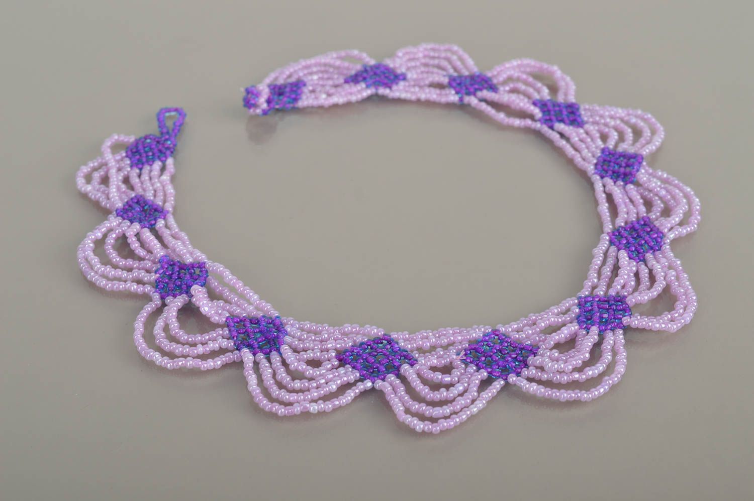Rocailles Kette Damen Collier Halsketten Damen lila Halsketten Frauen handmade foto 3