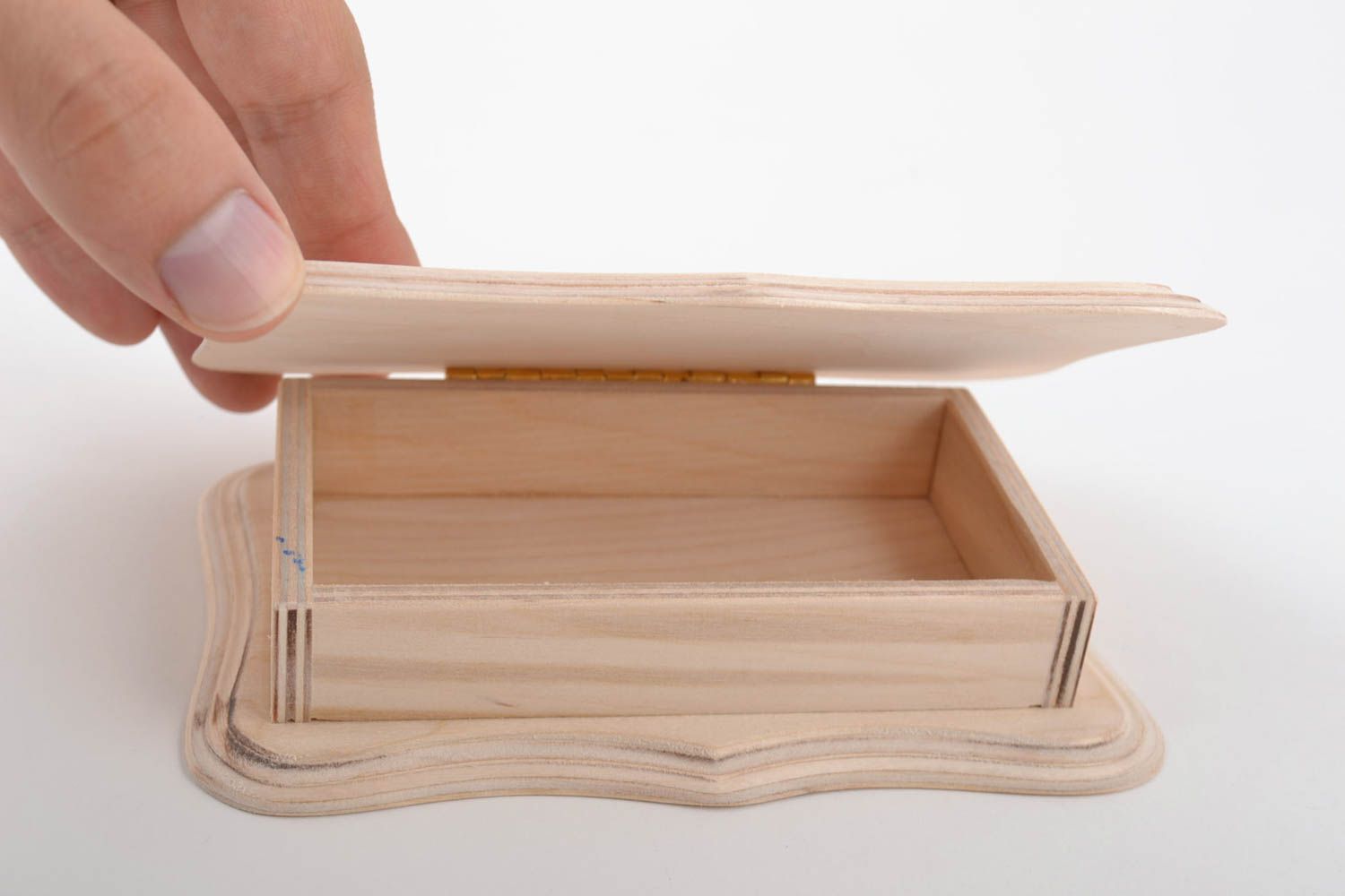 Pieza para manualidades artesanal caja de madera contrachapada con tapa foto 5