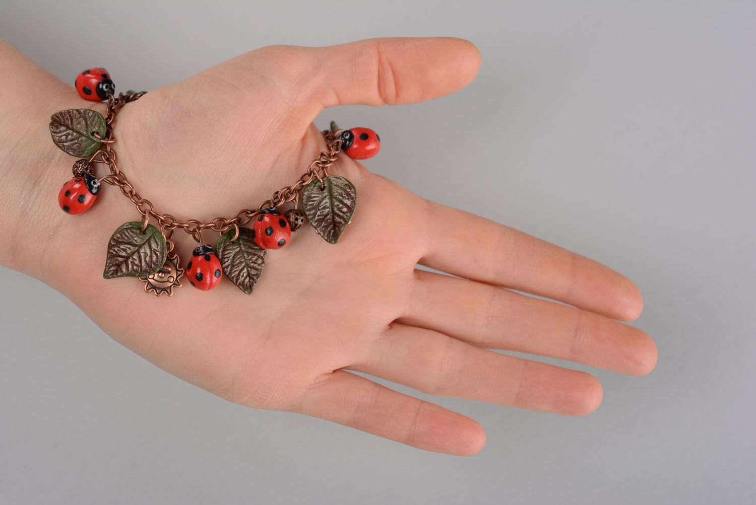 Polymer clay bracelet Ladybugs photo 2