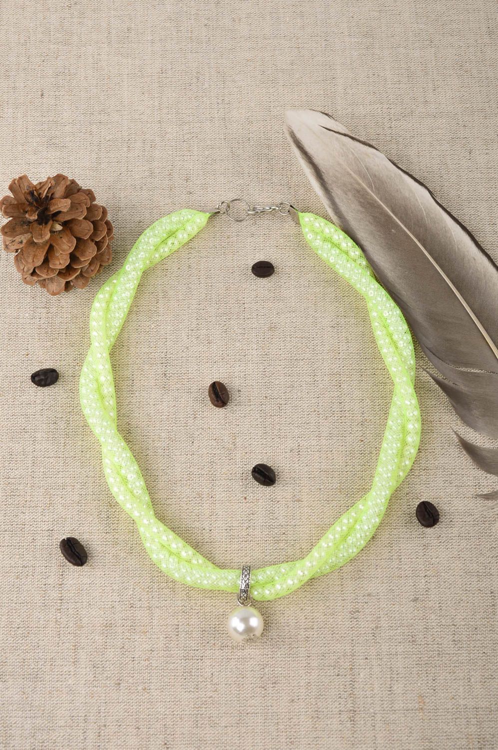 Collar original de perlas artificiales bisutería artesanal regalo para mujer foto 1