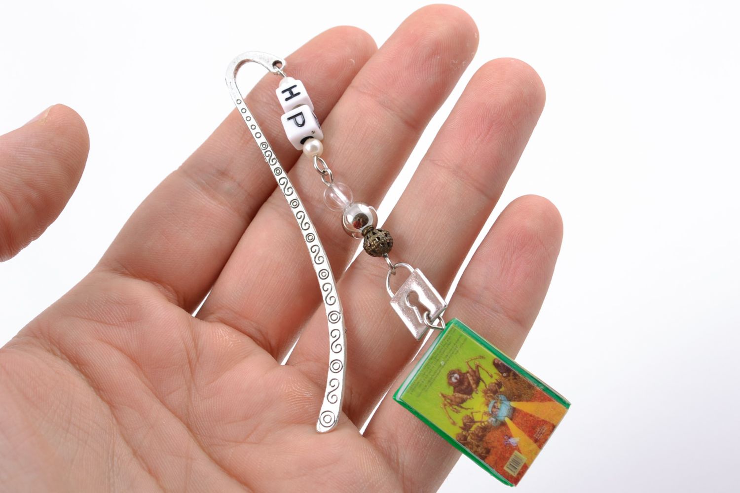 Decorative bookmark made of metal and polymer clay photo 1