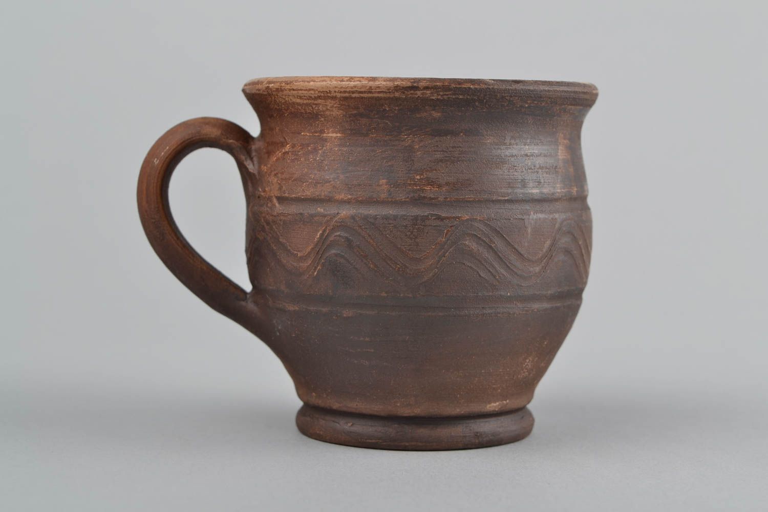 Handmade Kaffeetasse aus Keramik in Milchbrennen Technik in Braun schön 200 ml foto 3