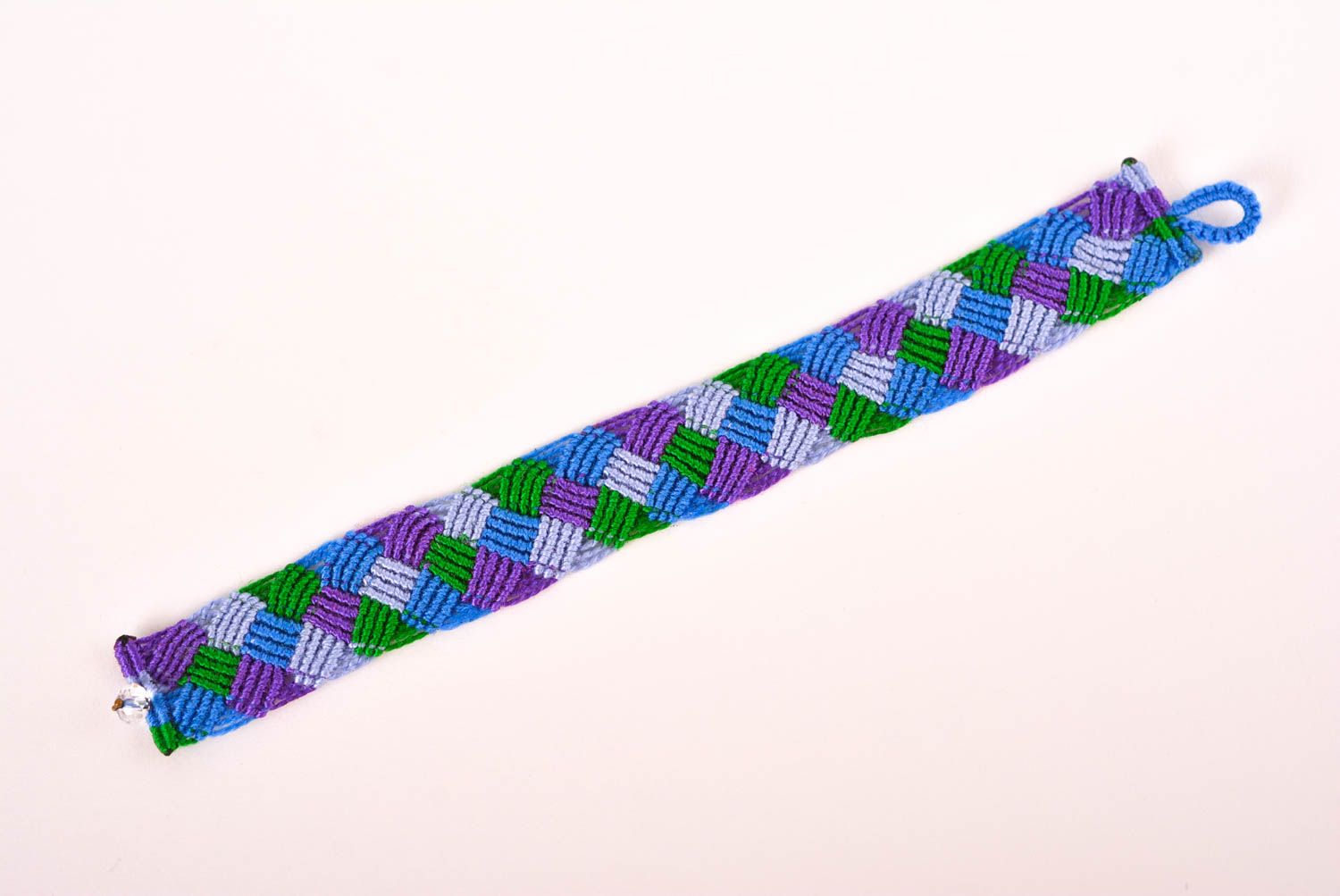 Bracelet macramé Bijou fait main en fils bleu-violet-vert Cadeau pour femme photo 5