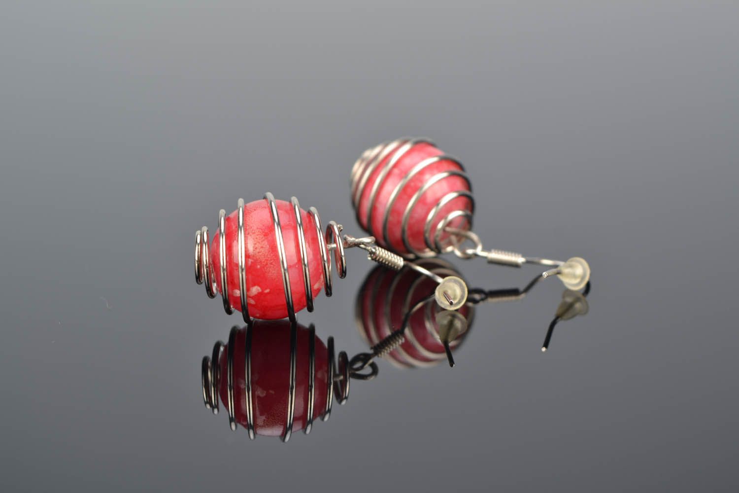 Rote Ohrringe mit Quarz foto 1