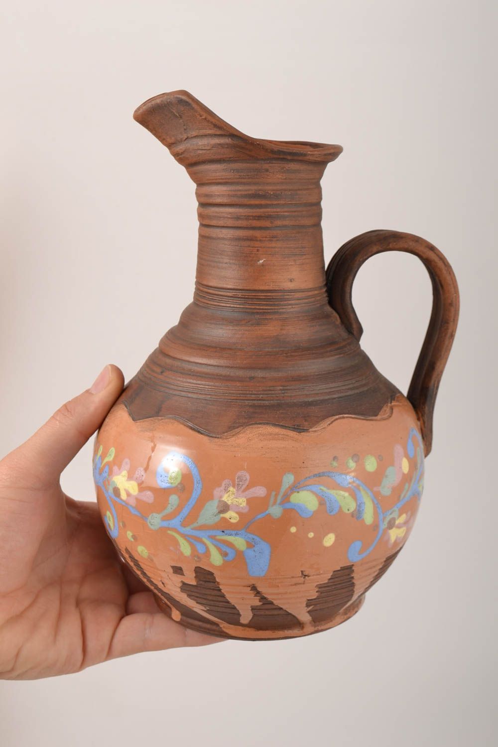 30 oz art lead-free clay wine pitcher with hand-painted ornament 10, 2,23 lb photo 5