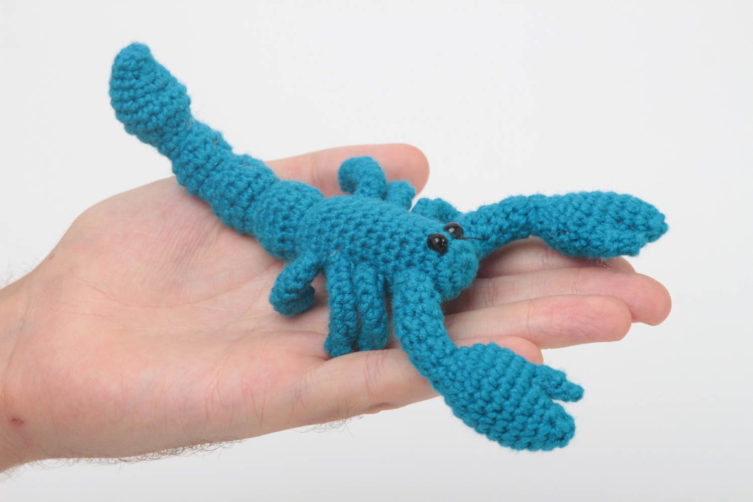 Jouet enfant Peluche tricotée fait main Cadeau original scorpion bleu mou photo 5