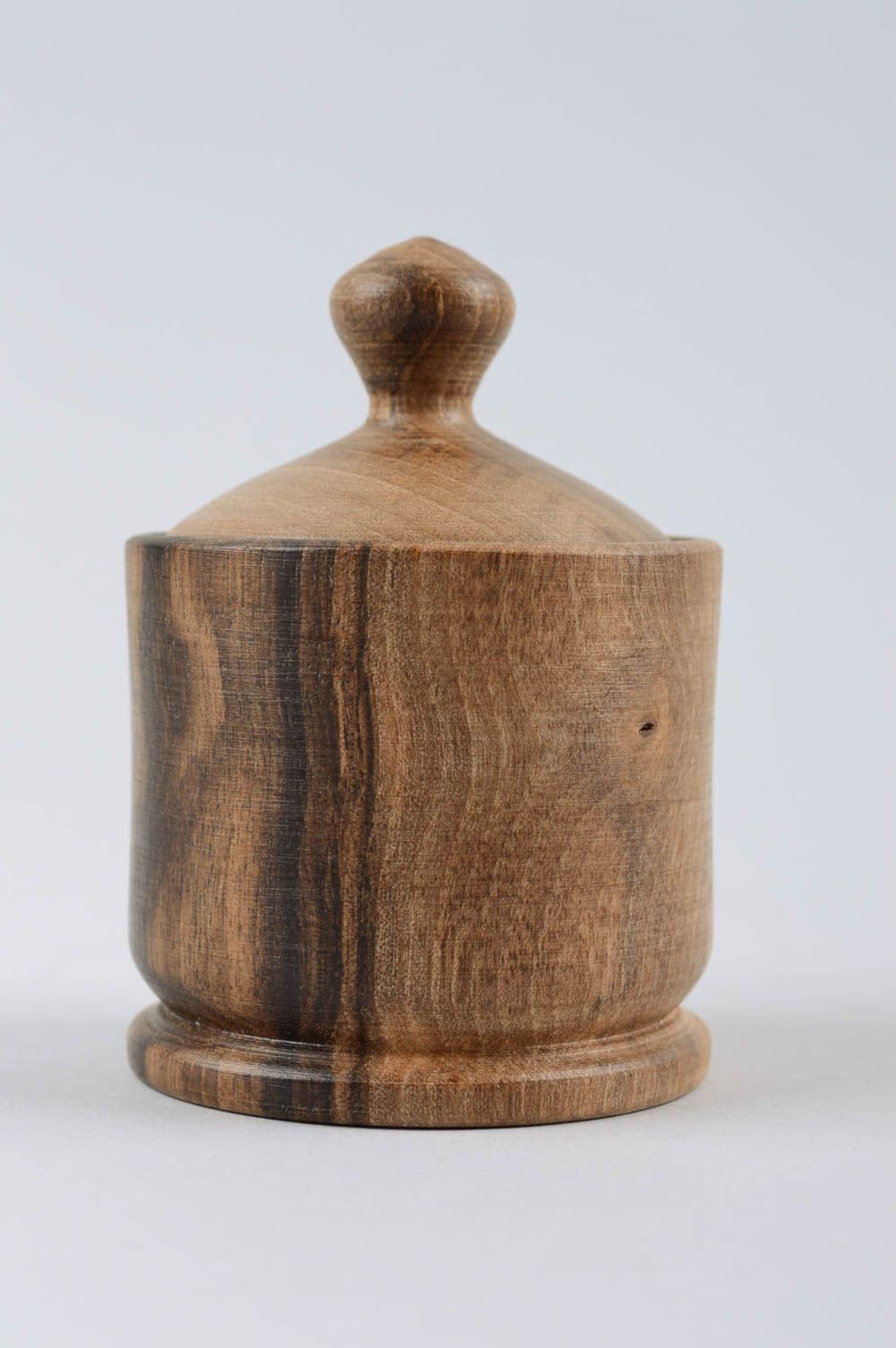 Handgefertigt Box aus Holz Salz Behälter Geschirr aus Holz mit Deckel Deko Küche foto 4
