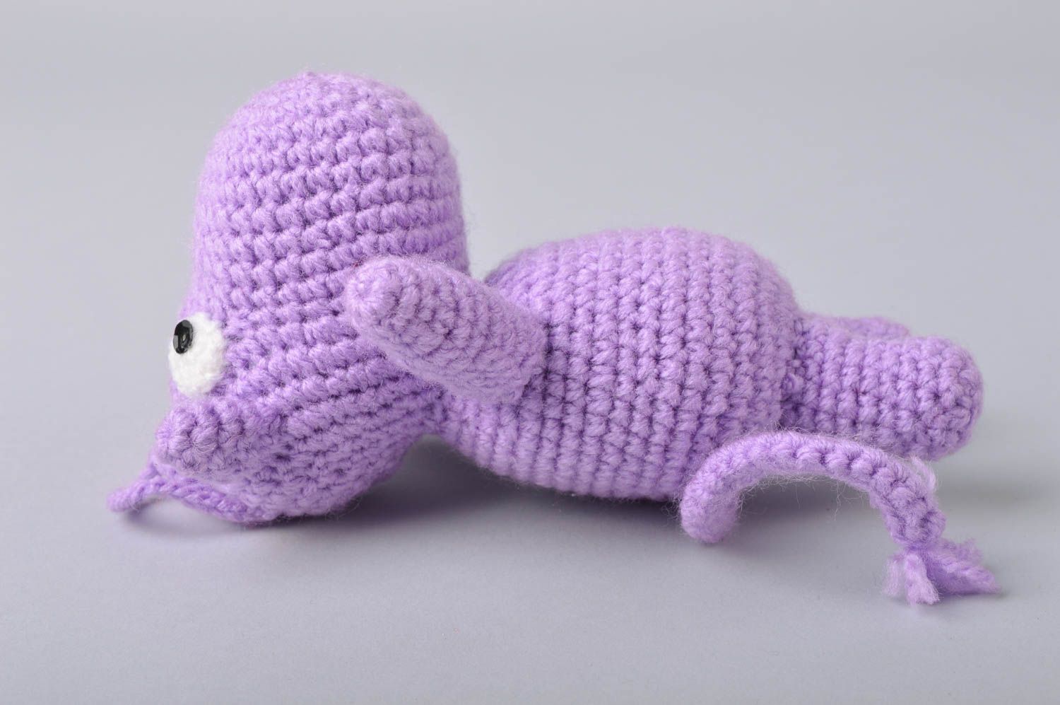 Handmade decorative crocheted purple toy Hippo small present for children photo 2
