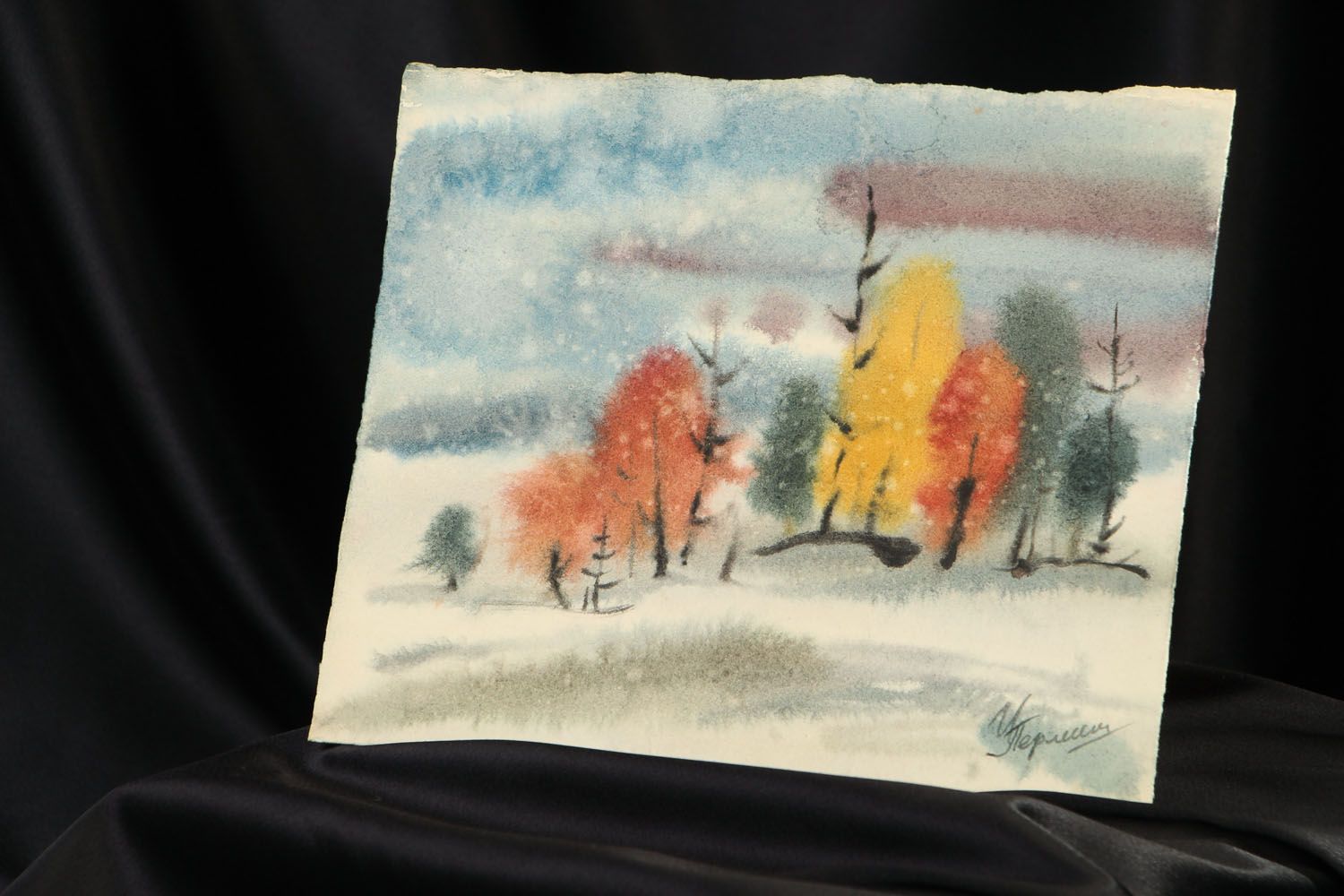 Wall watercolor painting Wet Winter photo 5