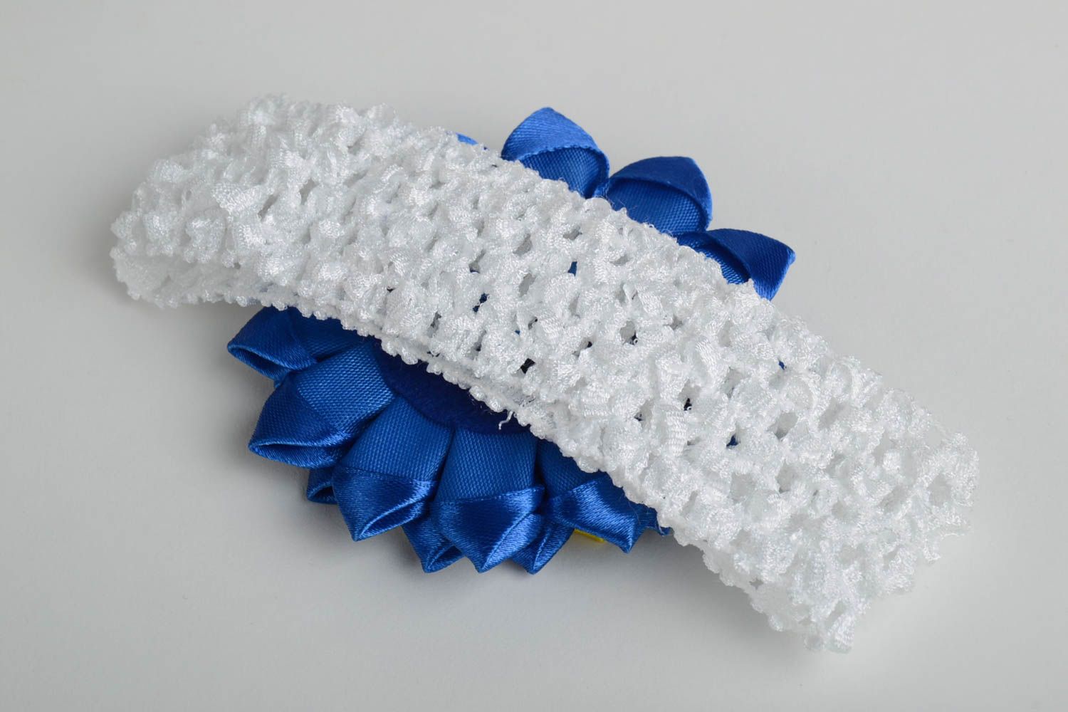 Haarband Blumen handmade Haarschmuck Blumen Accessoires für Kinder blau weiß foto 4