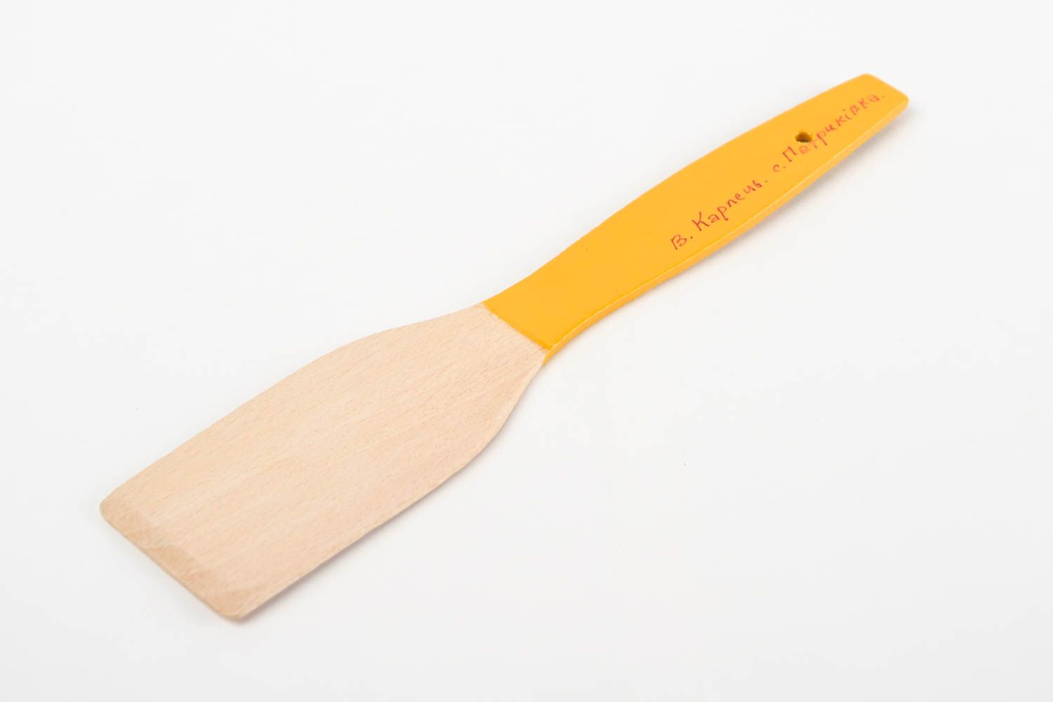 Аксессуар для кухни хэнд мэйд деревянная посуда желтая  деревянная лопатка фото 5