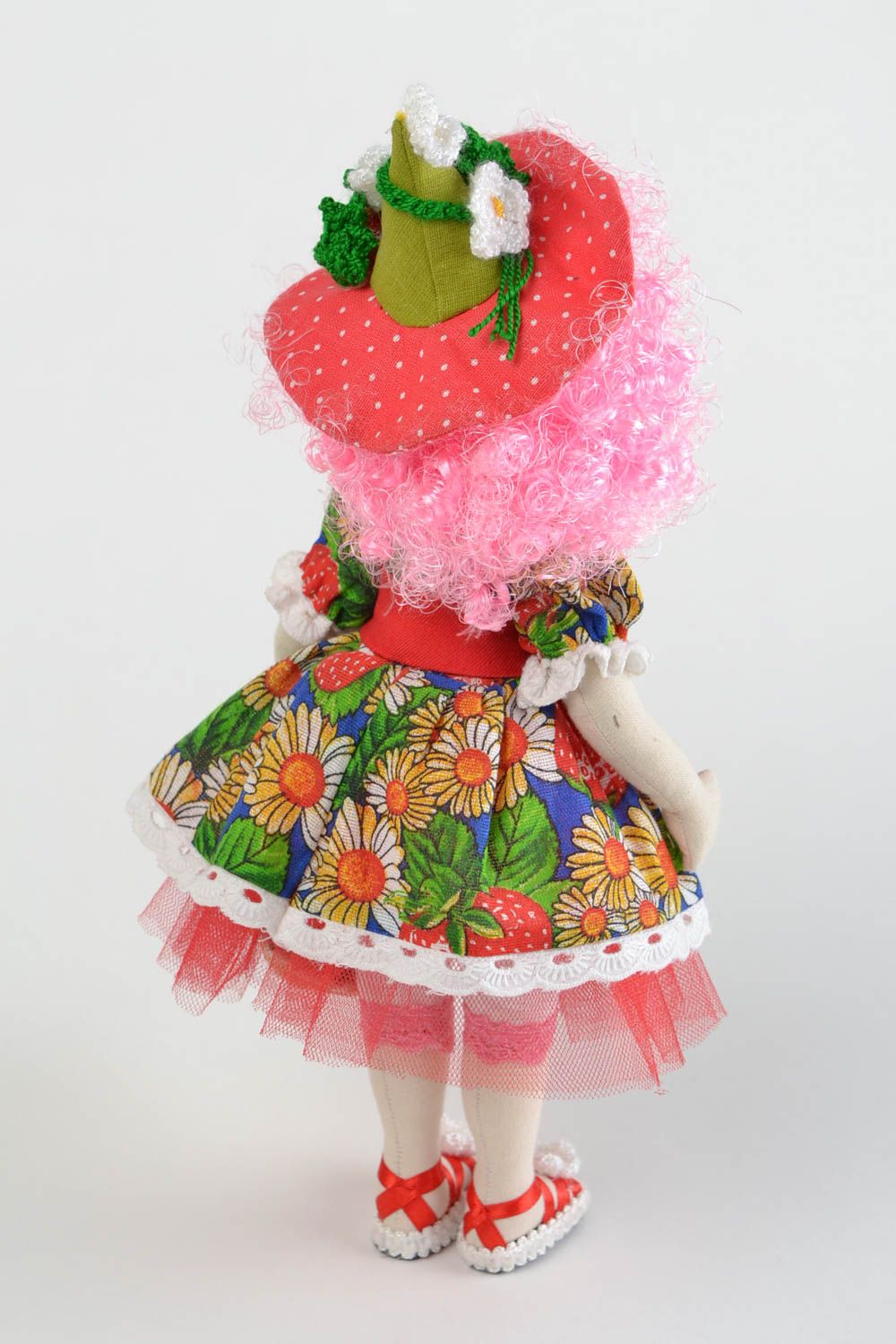 Muñeca de peluche de tela artesanal para interior infantil Fresa foto 5