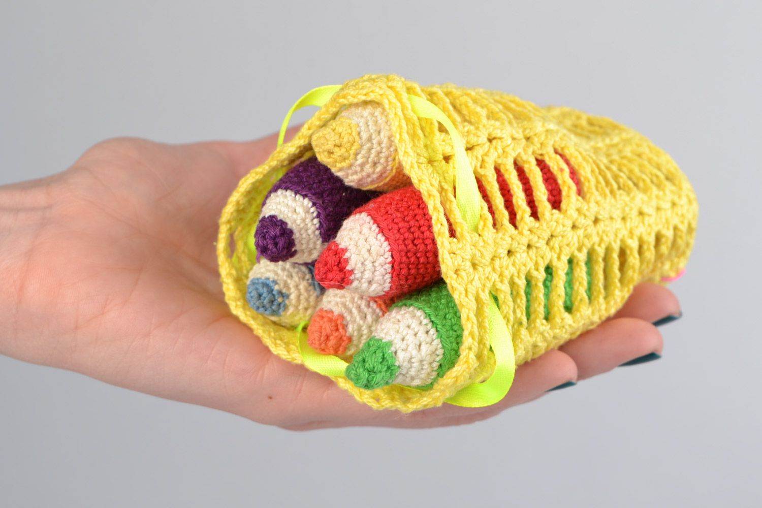Doudous faits main crayons tricotés au crochet en coton faits main 6 pièces photo 2